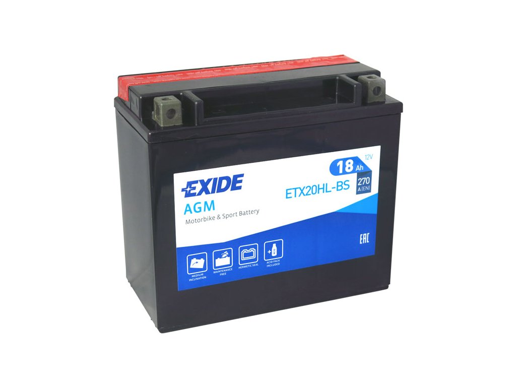 Motobatéria EXIDE BIKE Maintenance Free 18Ah, 12V, YTX20L-BS