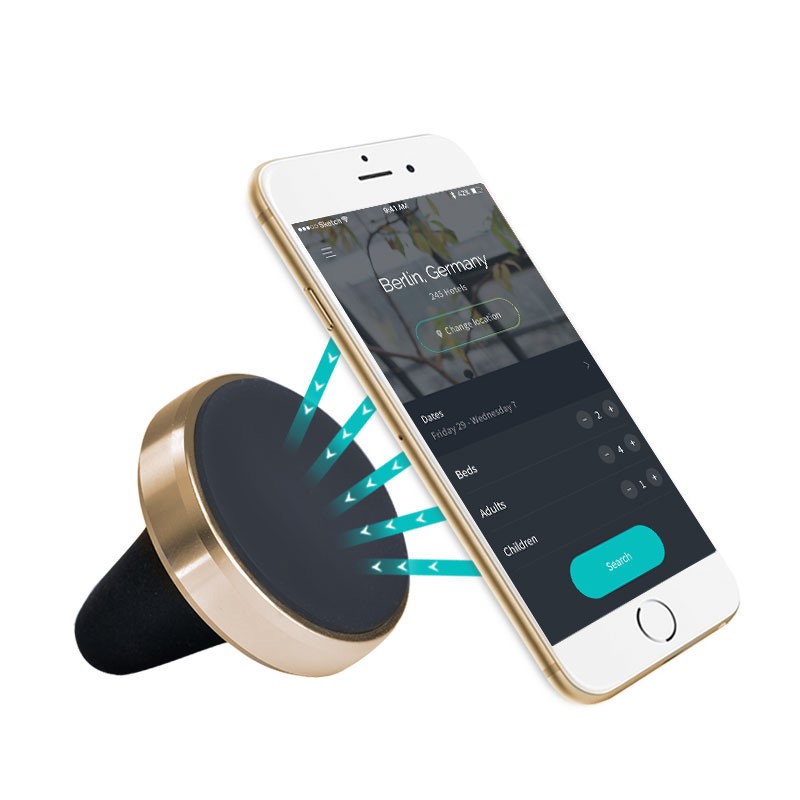 Magnetický držiak smartfónu do mriežky ventilácie, zlatý okraj MH MAG GOLD