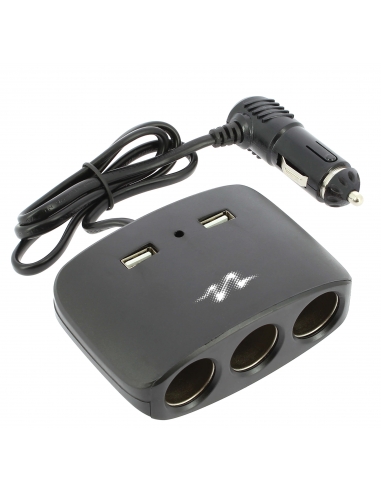 PULSE Roztrojka zapaľovača s USB čierna